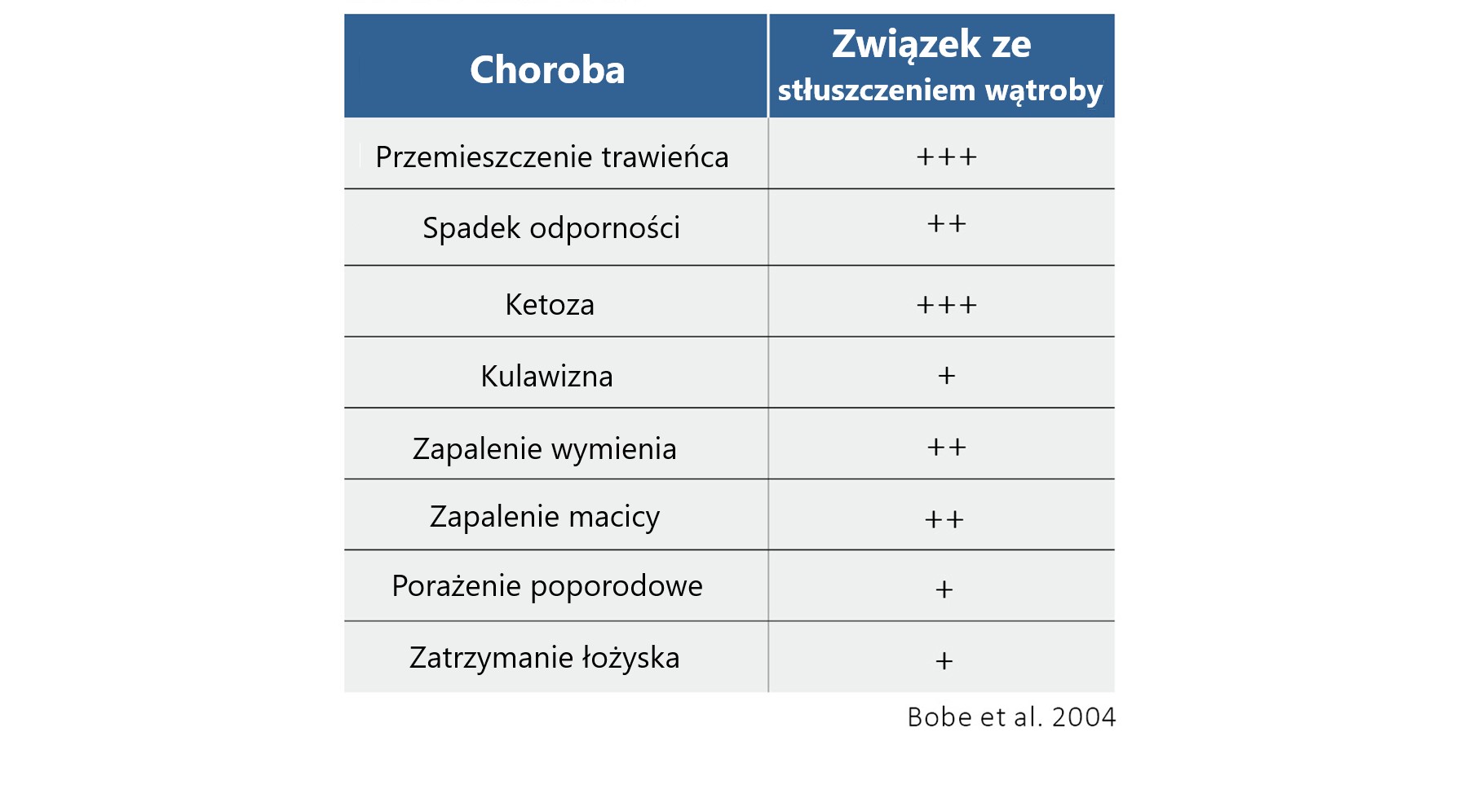 Związek pomiędzy stłuszczeniem wątroby a powikłaniami chorobowymi, występującymi u krów mlecznych