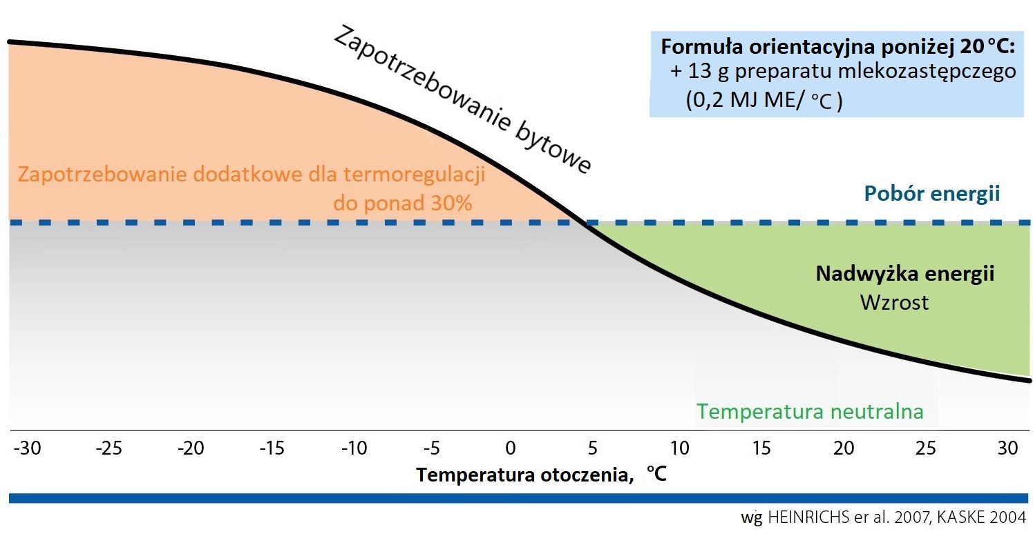 Dodatkowe zapotrzebowanie dla termoregulacji